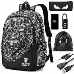 Рюкзак с USB и aux разъемами Logit, черный. цена и информация | Школьные рюкзаки, спортивные сумки | pigu.lt