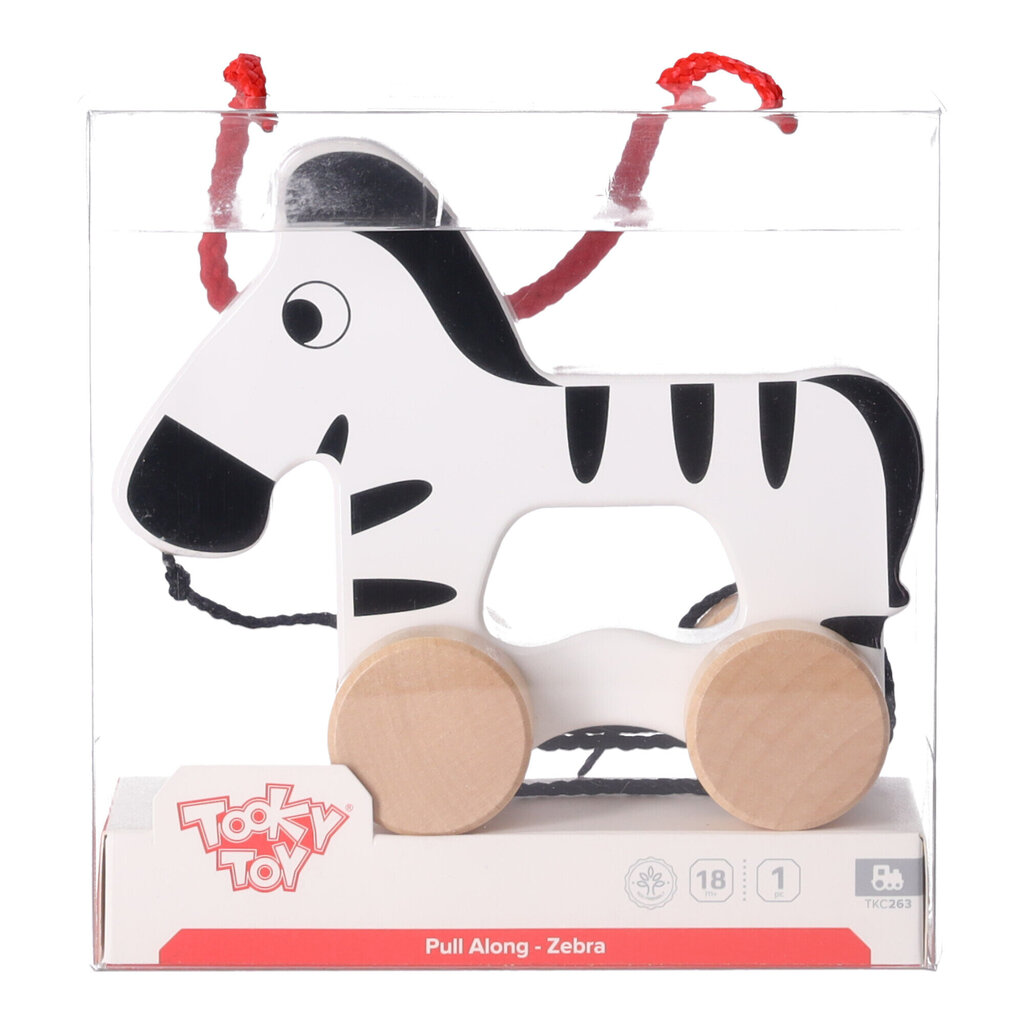 Traukiamas medinis žaislas Toooky Toy, zebra цена и информация | Žaislai kūdikiams | pigu.lt