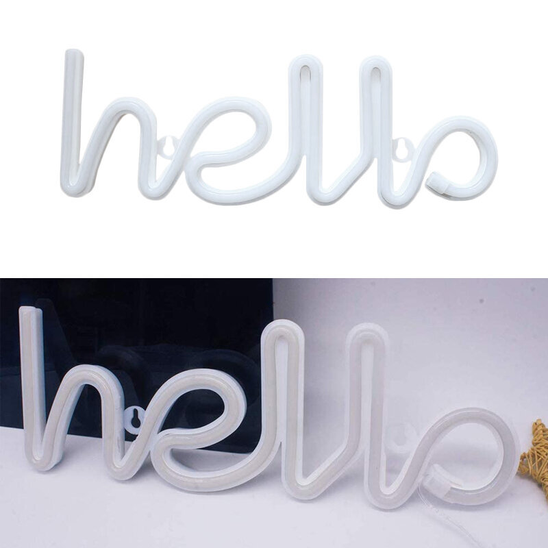 Dekoratyvinė LED lempa Hello, violetinė kaina ir informacija | Dekoracijos šventėms | pigu.lt