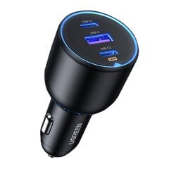 Ugreen CD293 car charger 2x USB-C PD and 1x USB-A 130W - black цена и информация | Зарядные устройства для телефонов | pigu.lt