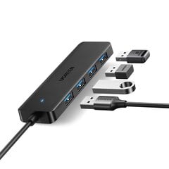 Ugreen CM219 HUB with 4 USB-A 3.0 ports and USB-A 3.0 cable - black цена и информация | Адаптеры, USB-разветвители | pigu.lt