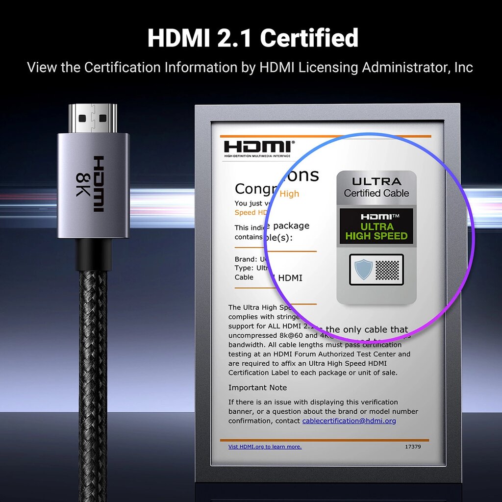 Ugreen HDMI 2.1, 3 m цена и информация | Kabeliai ir laidai | pigu.lt