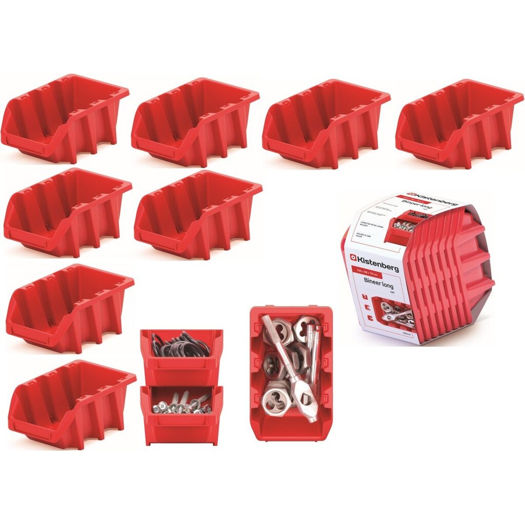 Įrankių dėžių rinkinys - kistenberg, 8 vnt., raudonas kaina ir informacija | Mechaniniai įrankiai | pigu.lt