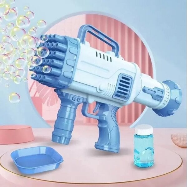 Elektrinis muilo burbulų pistoletas su skysčiu, mėlynas kaina ir informacija | Žaislai berniukams | pigu.lt