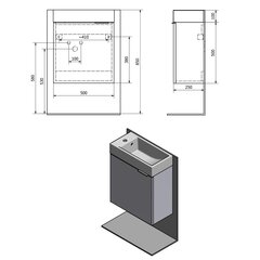 Шкафчик под умывальник Latus IV, серый цена и информация | Шкафчики для ванной | pigu.lt