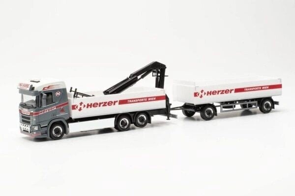 Scania CR 20 ND Baustoff-Hängerzug Herzer 316842 Herpa 1:87 kaina ir informacija | Kolekciniai modeliukai | pigu.lt