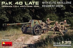 Klijuojamas modelis MiniArt 35409 German 7.5cm Anti-Tank gun PaK 40 Late with Elite Crew 1/35 цена и информация | Склеиваемые модели | pigu.lt