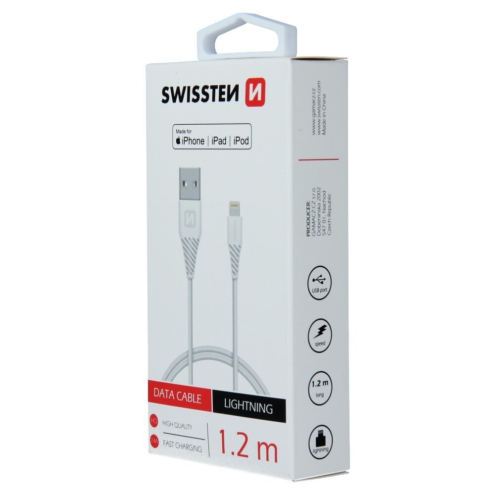 Swissten USB/Lightning, 1.2 m kaina ir informacija | Kabeliai ir laidai | pigu.lt