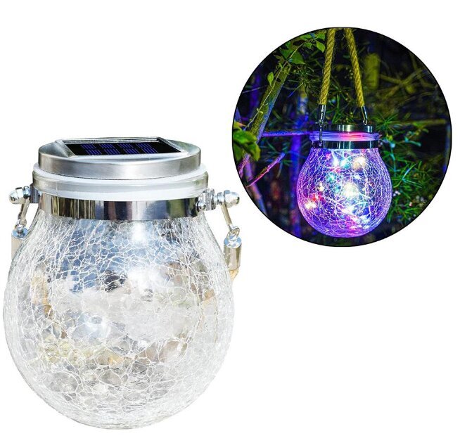 Lauko LED šviestuvas Garden Solar Lantern/ Hanging Solar, L dydis, baltas kaina ir informacija | Lauko šviestuvai | pigu.lt