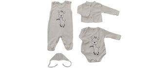 Комплект для малышей Giraffe из 4 частей кремового цвета цена и информация | Комплекты одежды для новорожденных | pigu.lt
