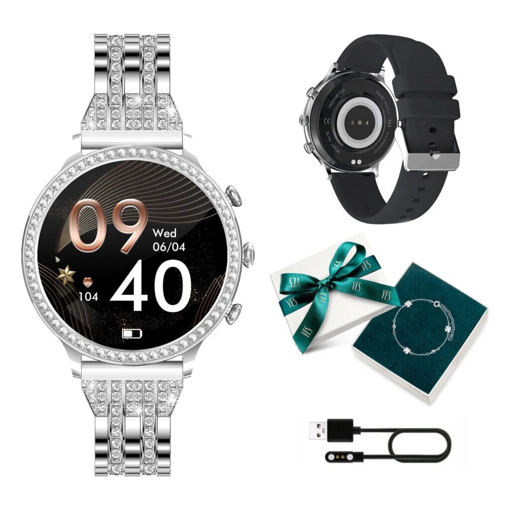 Manta Diamond Lusso Silver kaina ir informacija | Išmanieji laikrodžiai (smartwatch) | pigu.lt