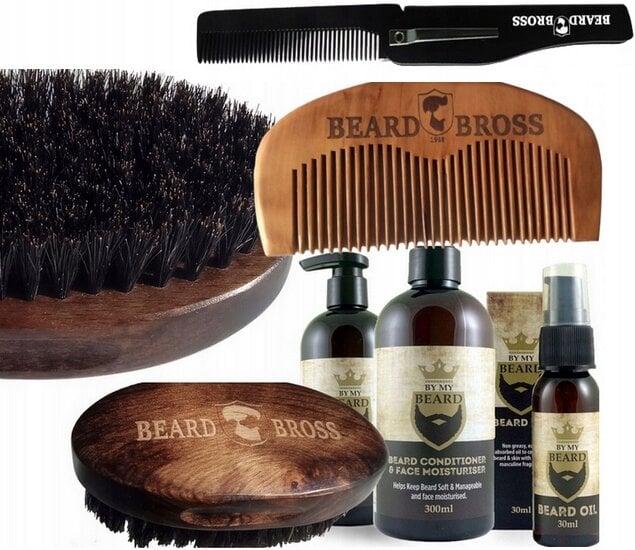 Rinkinys barzdos priežiūrai By My Beard vyrams: šampūnas, 300 ml + kondicionierius, 300 ml + aliejus, 30 ml + šepetys ir šukos barzdai kaina ir informacija | Skutimosi priemonės ir kosmetika | pigu.lt