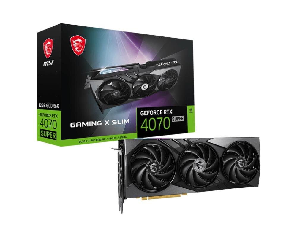 MSI GeForce RTX 4070 Super 12G gaming X Slim kaina ir informacija | Vaizdo plokštės (GPU) | pigu.lt