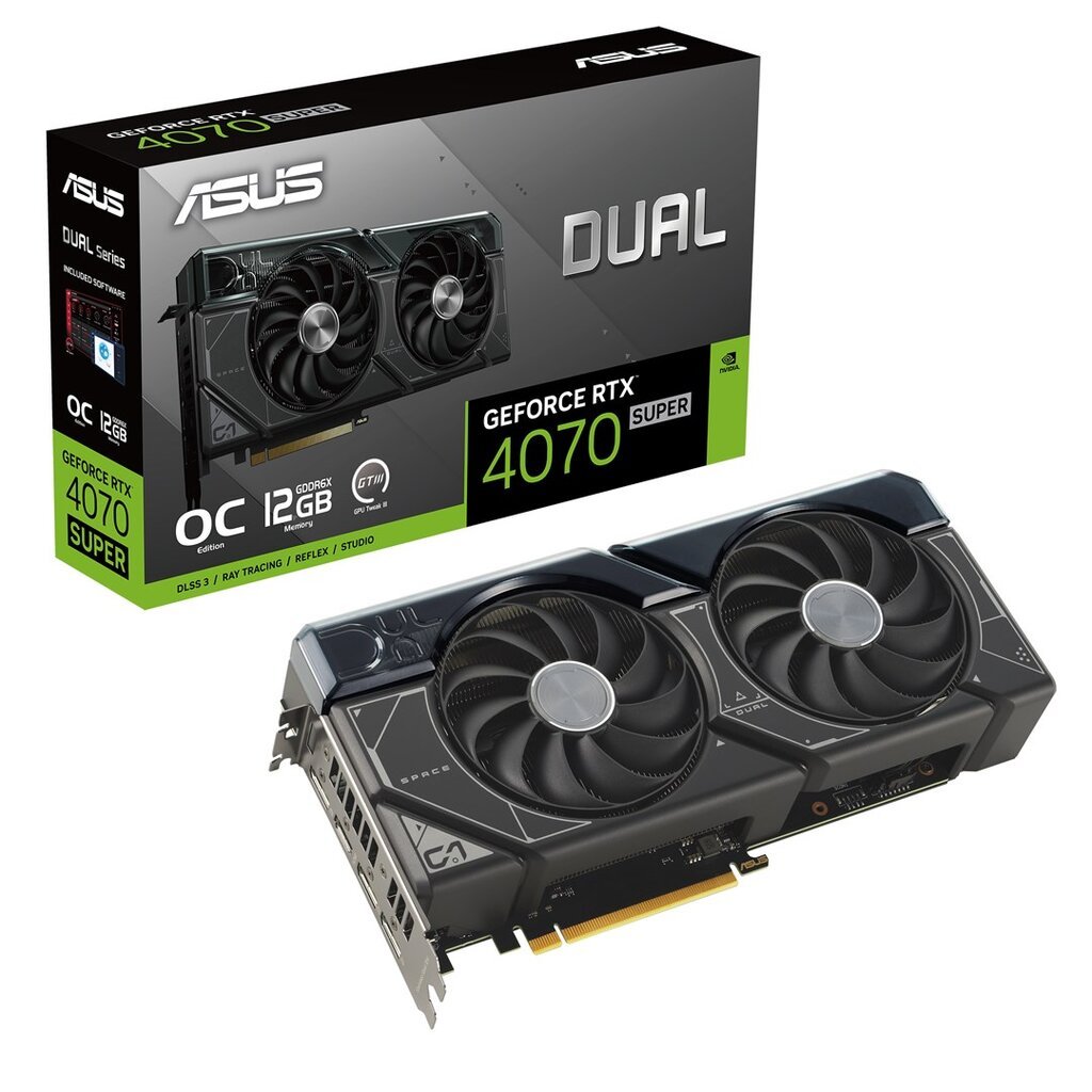 Asus Dual GeForce RTX 4070 Super OC Edition (90YV0K82-M0NA00) kaina ir informacija | Vaizdo plokštės (GPU) | pigu.lt