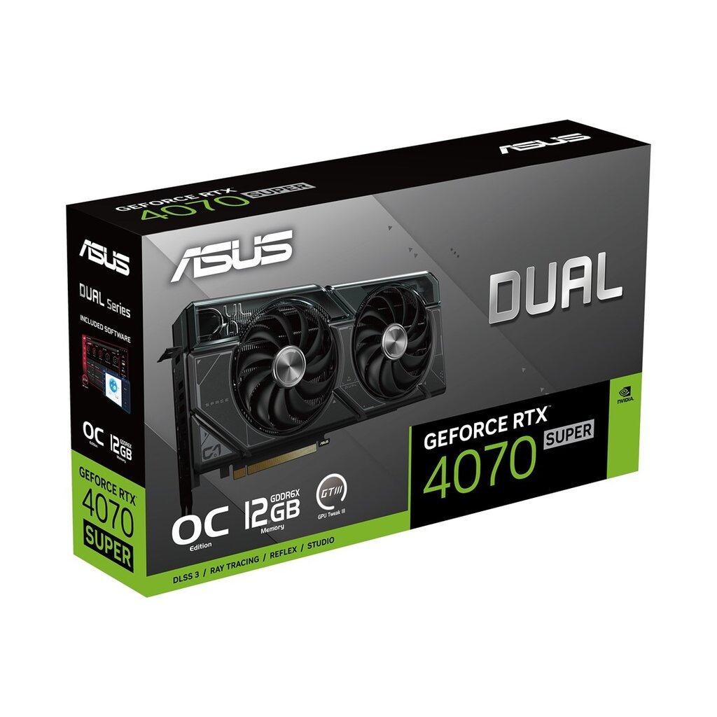 Asus Dual GeForce RTX 4070 Super OC Edition (90YV0K82-M0NA00) цена и информация | Vaizdo plokštės (GPU) | pigu.lt