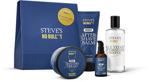 Skutimosi priemonių rinkinys Steve's No Bull***t Shaving Box Blue Velvet vyrams: aliejus prieš skutimąsi, 50 ml + skutimosi putos, 100 ml + balzamas po skutimosi, serumas po skutimosi Blue Velvet, 100 ml kaina ir informacija | Steve`s Kvepalai, kosmetika | pigu.lt