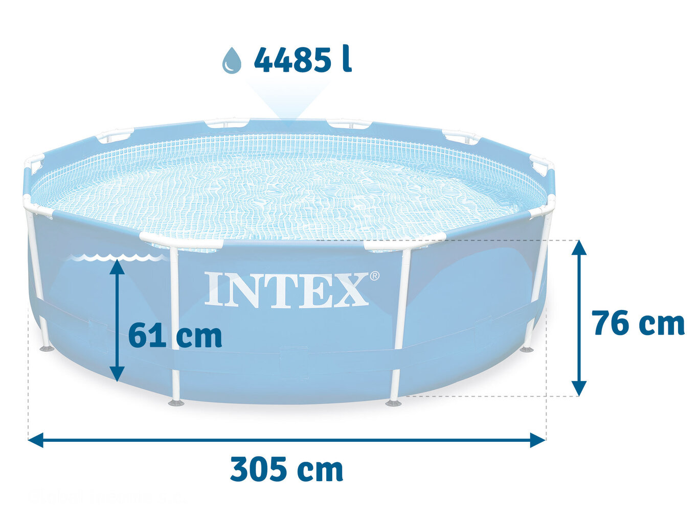 Karkasinis lauko baseinas Intex, 305 x 76 cm kaina ir informacija | Baseinai | pigu.lt