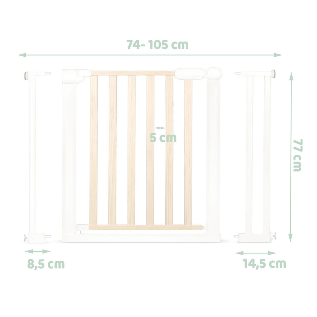 Saugos mediniai varteliai Nukido, 74-105 cm, white/beige цена и информация | Saugos varteliai, apsaugos | pigu.lt