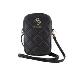 Guess PU Quilted 4G Metal Logo Wallet Phone Bag Zipper Black цена и информация | Чехлы для телефонов | pigu.lt