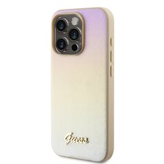 Guess PU Leather Iridescent Metal Script Case for iPhone 15 Pro Gold цена и информация | Чехлы для телефонов | pigu.lt