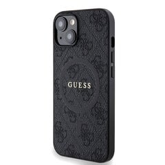 Guess PU Leather 4G Colored Ring MagSafe Case for iPhone 15 Pro Max Black цена и информация | Чехлы для телефонов | pigu.lt