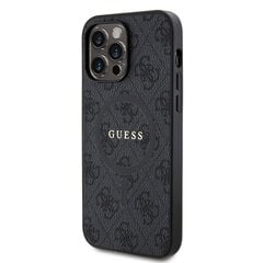 Guess PU Leather 4G Colored Ring MagSafe Case for iPhone 15 Pro Max Black цена и информация | Чехлы для телефонов | pigu.lt