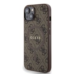 Guess PU Leather 4G Colored Ring MagSafe Case for iPhone 15 Pro Max Black цена и информация | Чехлы для телефонов | pigu.lt