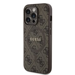 Guess PU Leather 4G Colored Ring MagSafe Case for iPhone 15 Pro Max Black цена и информация | Чехлы для телефонов | pigu.lt