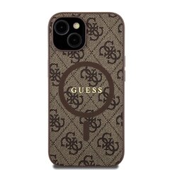 Guess PU Leather 4G Colored Ring MagSafe Case for iPhone 15 Pro Max Black цена и информация | Чехлы для телефонов | pigu.lt