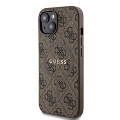 Guess PU Leather 4G Colored Ring MagSafe Case for iPhone 15 Pro Max Black цена и информация | Чехлы для телефонов | pigu.lt