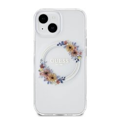 Guess PC|TPU Flowers Ring Glossy Logo MagSafe Case for iPhone 15 Pro Transparent цена и информация | Чехлы для телефонов | pigu.lt