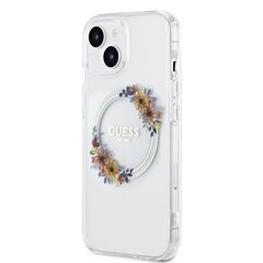 Guess PC|TPU Flowers Ring Glossy Logo MagSafe Case for iPhone 15 Pro Transparent цена и информация | Чехлы для телефонов | pigu.lt