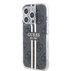 Guess IML 4G Gold Stripe Case for iPhone 15 Black цена и информация | Чехлы для телефонов | pigu.lt