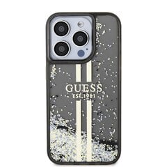 Guess PC|TPU Liquid Glitter Gold Stripe Case for iPhone 15 Transparent цена и информация | Чехлы для телефонов | pigu.lt