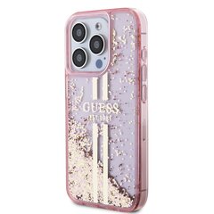 Guess PC|TPU Liquid Glitter Gold Stripe Case for iPhone 15 Pro Pink цена и информация | Чехлы для телефонов | pigu.lt