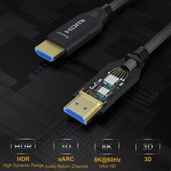 Высокоскоростной HDMI кабель BOMENYA, 8K, 20M, 48Gbps, серый цена и информация | Кабели и провода | pigu.lt