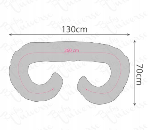 Daugiafunkcinė pagalvė nėščiosioms ir žindančioms moterims BabyUniverse C formos, 260 cm kaina ir informacija | Maitinimo pagalvės | pigu.lt