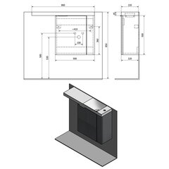 Шкафчик под умывальник Latus VI, правостороний, белый цена и информация | Шкафчики для ванной | pigu.lt