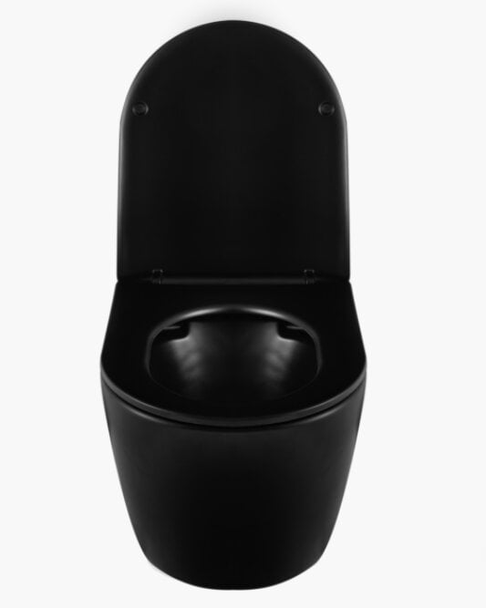Juodas Balneo Luxa Rimless pakabinamas klozetas su lėtai nusileidžiančiu dangčiu цена и информация | Klozetai | pigu.lt