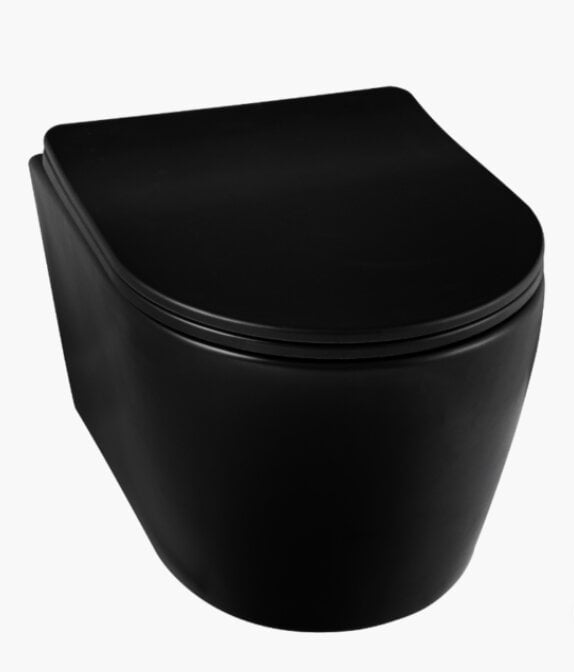 Juodas Balneo Luxa Rimless pakabinamas klozetas su lėtai nusileidžiančiu dangčiu kaina ir informacija | Klozetai | pigu.lt