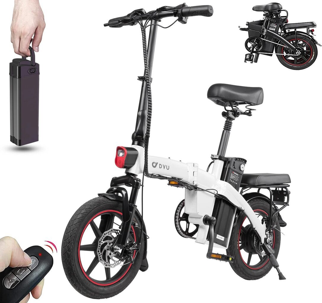 Elektrinis dviratis DYU A5 14", baltas kaina ir informacija | Elektriniai dviračiai | pigu.lt