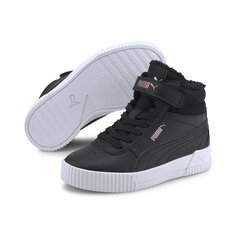 Повседневные кроссовки для девочек Puma Carina Mid FUR PS 30968401, черные цена и информация | Детская спортивная обувь | pigu.lt