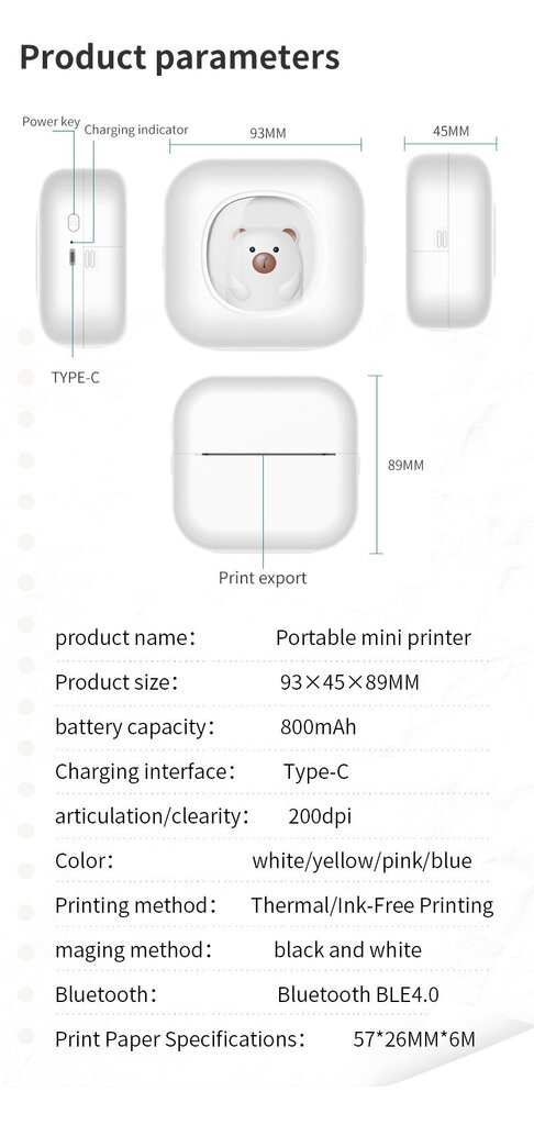 Cat Mini Printer X7W цена и информация | Spausdintuvai | pigu.lt