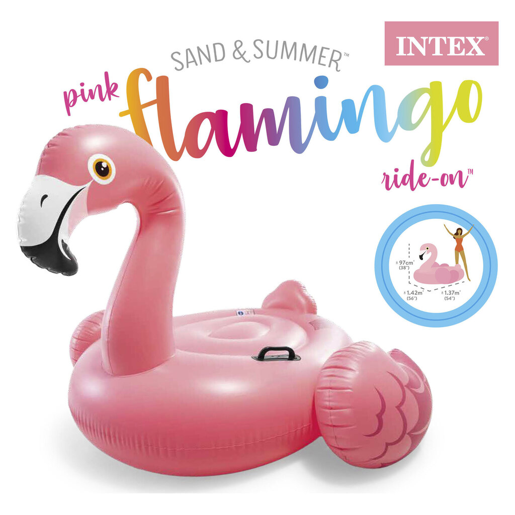 Pripučiamas gultas/plaustas Intex Flamingas 142 x 140 x 94 cm, rožinis kaina ir informacija | Pripučiamos ir paplūdimio prekės | pigu.lt