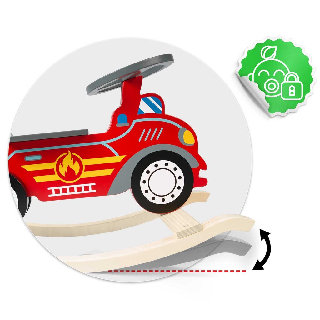 Medinis supamasis gaisrinės automobilis Ricokids, raudonas kaina ir informacija | Žaislai kūdikiams | pigu.lt