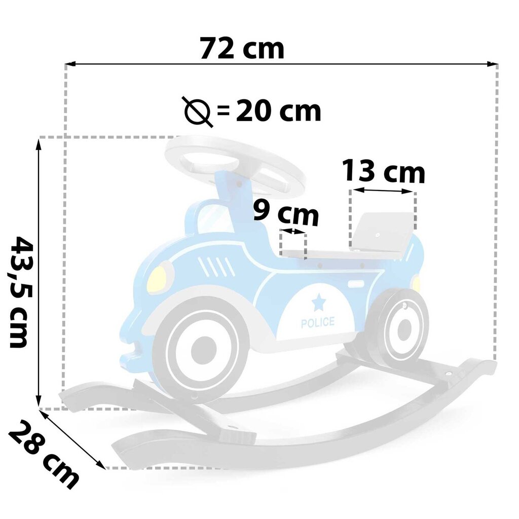 Medinis supamasis policijos automobilis Ricokids, mėlynas цена и информация | Žaislai kūdikiams | pigu.lt
