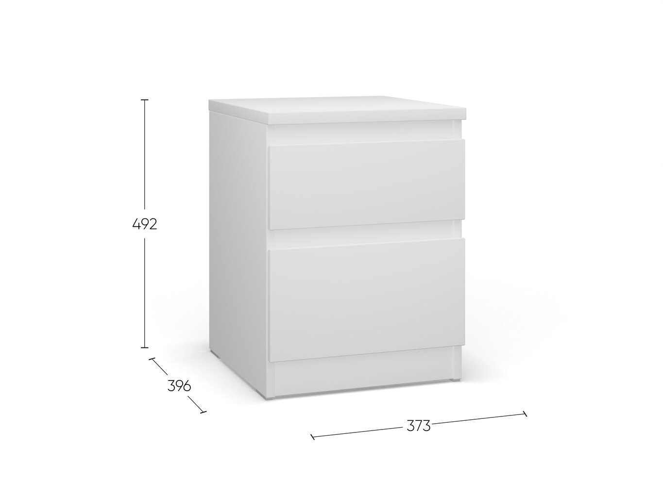 Spintelė su 2 stalčiais Cann Polaris 7.03.03.050.1, balta kaina ir informacija | Spintelės prie lovos | pigu.lt