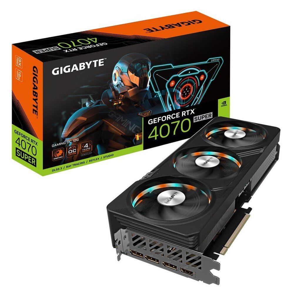 Gigabyte GeForce RTX 4070 Super Gaming OC (GV-N407SGAMING OC-12GD) kaina ir informacija | Vaizdo plokštės (GPU) | pigu.lt