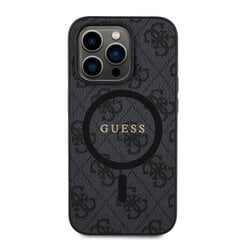 Guess PU Leather 4G Colored Ring MagSafe Case for iPhone 14 Pro Black цена и информация | Чехлы для телефонов | pigu.lt