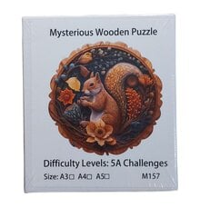 Medinė voverės dėlionė Wooden puzzles, 100 d. kaina ir informacija | Wooden puzzles Vaikams ir kūdikiams | pigu.lt